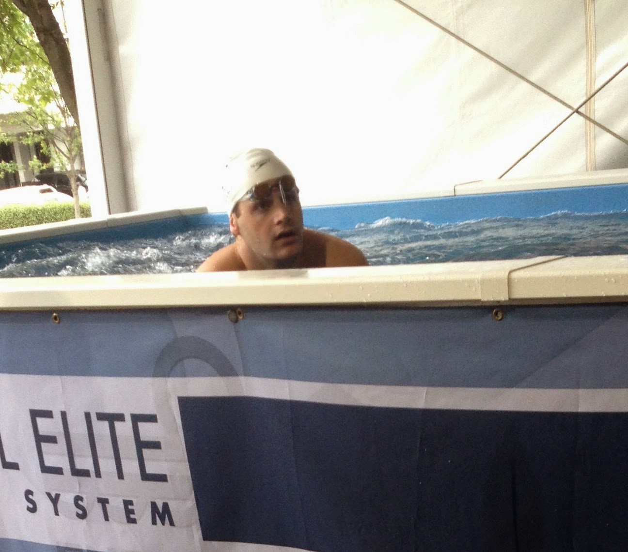 Olympic Gold Medalist Tyler Clary in the Endless Pool Elite at the 2014 Arena Grand Prix at Charlotte, presented by SwimMAC