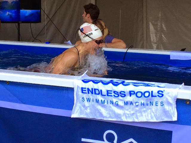Breja Larson warms up in the High-Performance Endless Pool at the 2015 Arena Pro Grand Swim Series.