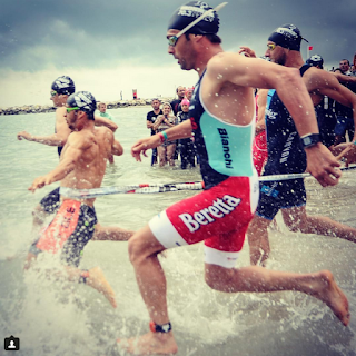 Swimmers at swim start, Challenge Roth triathlon