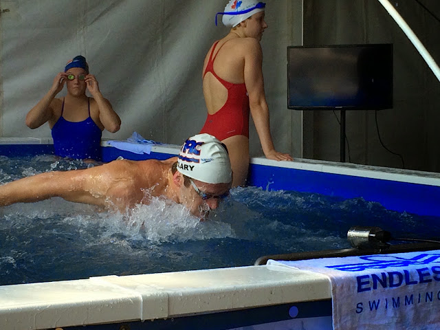 Tyler Clary warms up in the High-Performance Endless Pool at the 2015 Arena Pro Grand Swim Series.